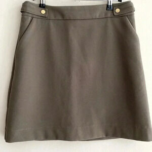 H&M Olive Green A-Line Skirt with Gold Buttons, Skirt for Work, Size 10